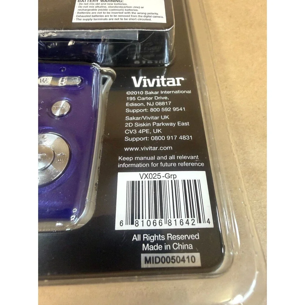 Vivitar ViviCam X025 Digital Camera – 10.1MP Purple - FACTORY SEALED